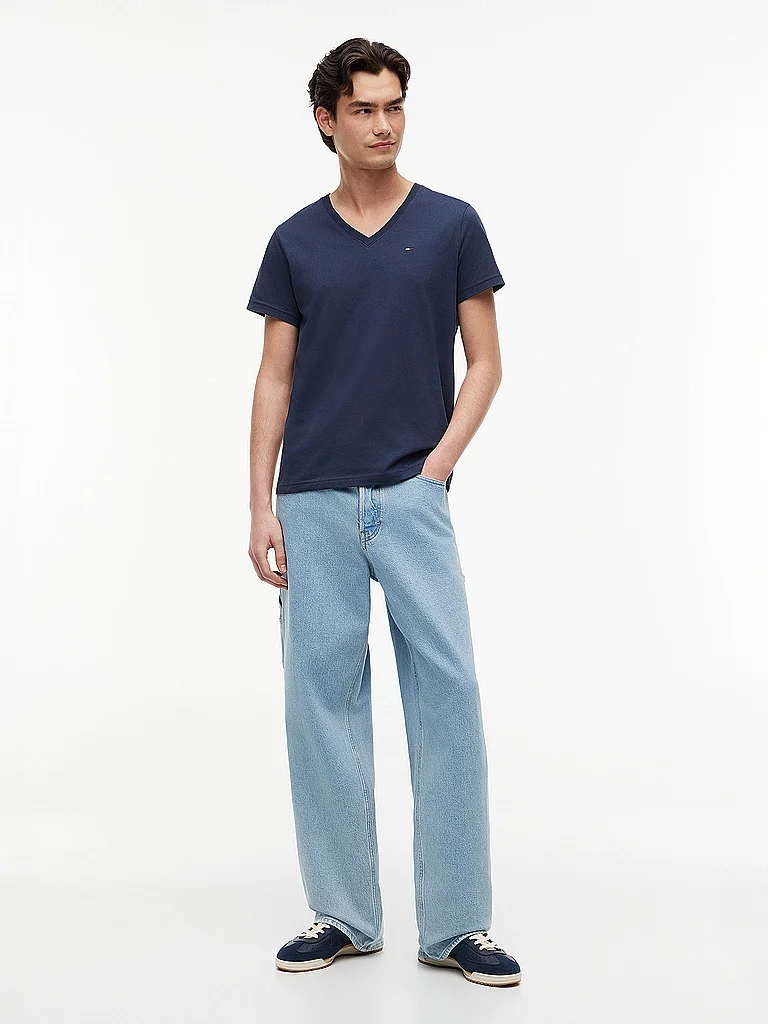 Tommy Jeans Tommy Hilfiger TJM Original t-shirt col en V pour homme - iris noir - taille S 6